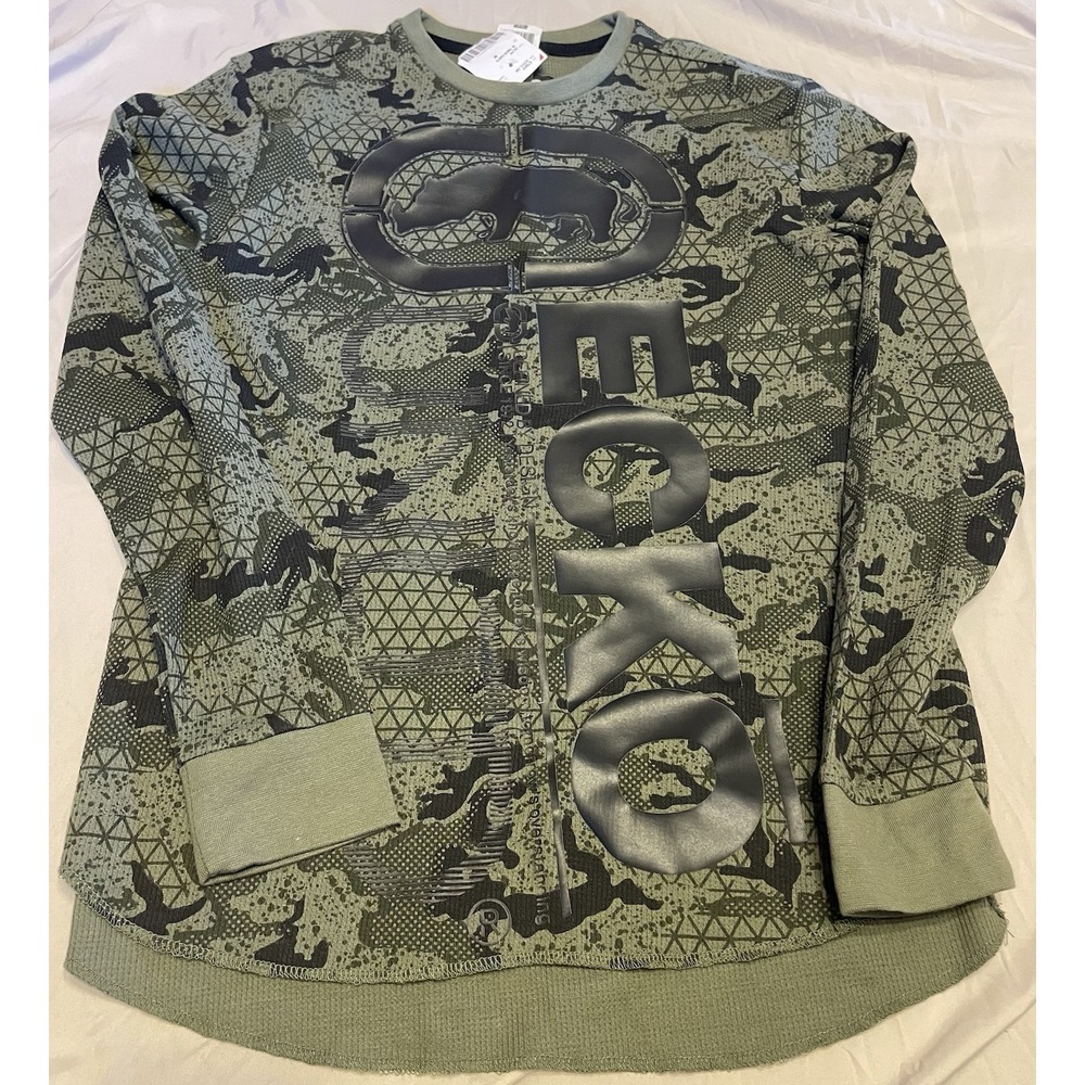Ecko Unlimited New With Tags Camo Long Sleeve‎ Shirt Medium Waffle Knit